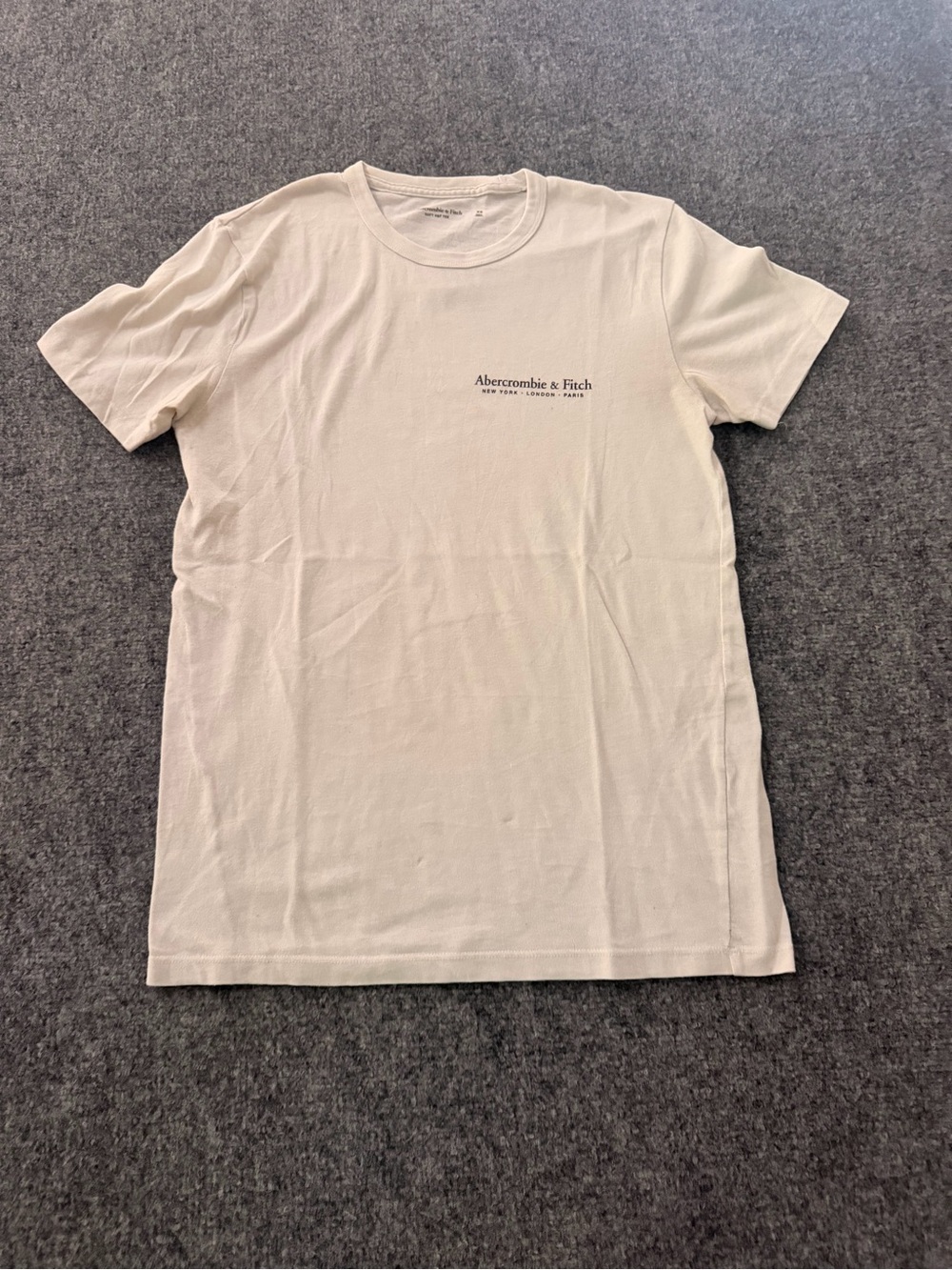 Abercrombie & Fitch Men's Off-White Logo Crew T-Shirt